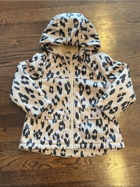 Toddler Girl  Leopard Print Hooded Jacket - Black on Cream - Sz 3T